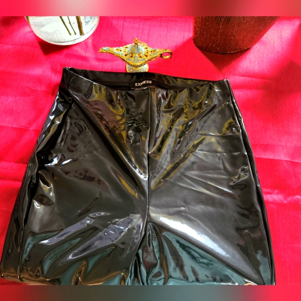 EXPRESS Latex Leggings Black Shiny SEXY